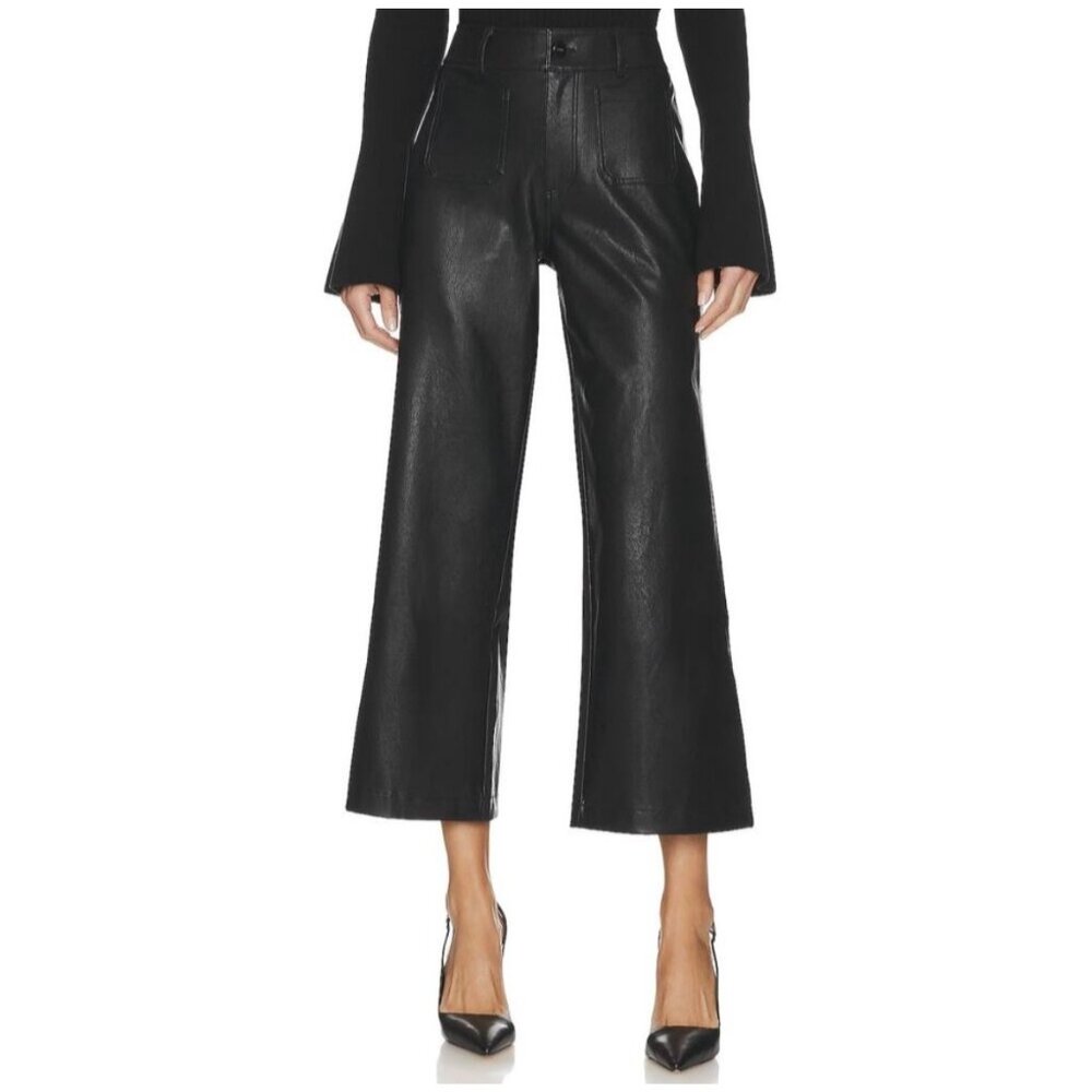 Paige Womens Faux Leather Wide-Leg Pants‎ Size 24
